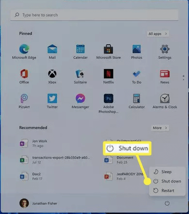 windows shut down