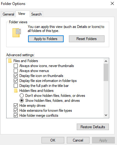 Folder options