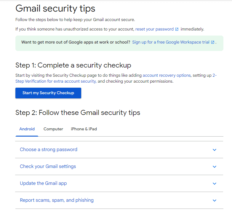 Gmail Security Tips