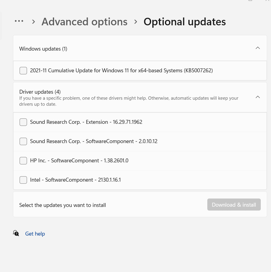 Advanced Optional Update
