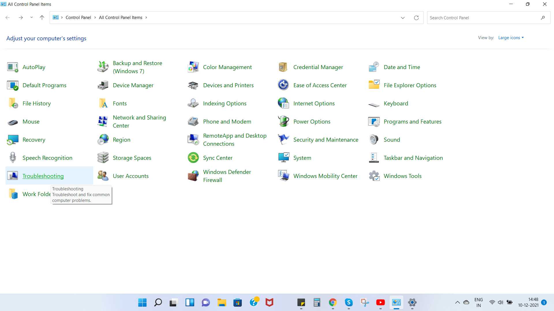 Control Panel - Troubleshooting