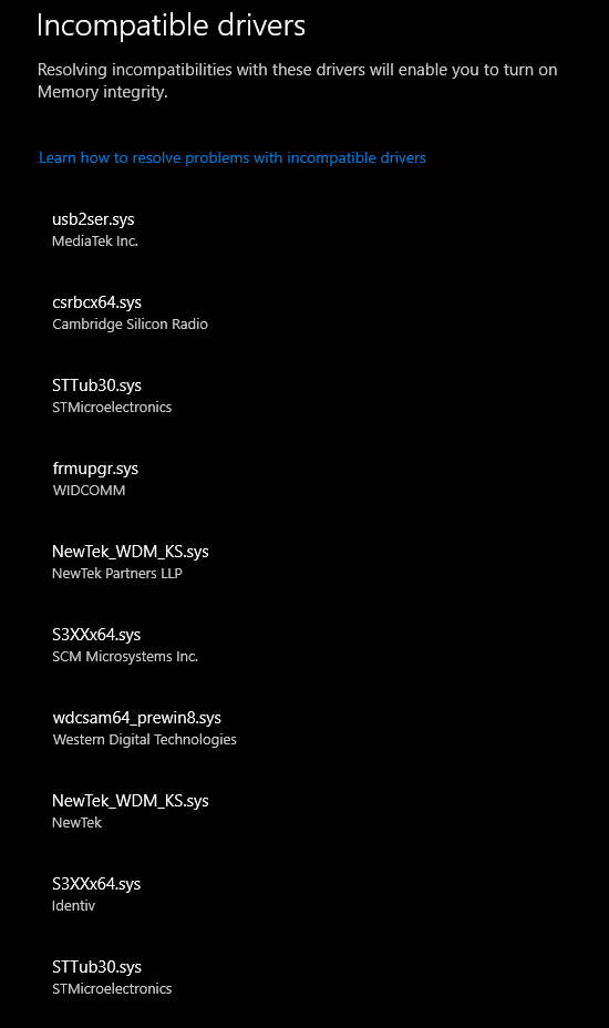 Incompatible Drivers