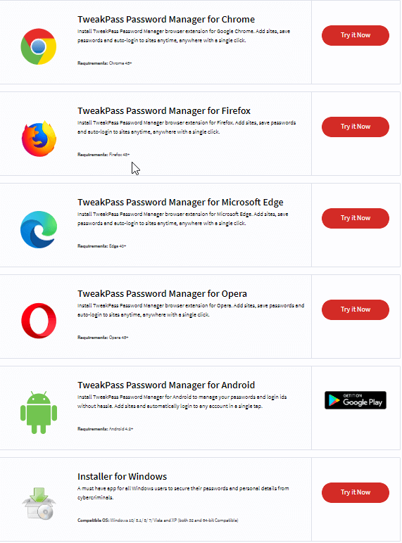 Tweakpass - Password manager