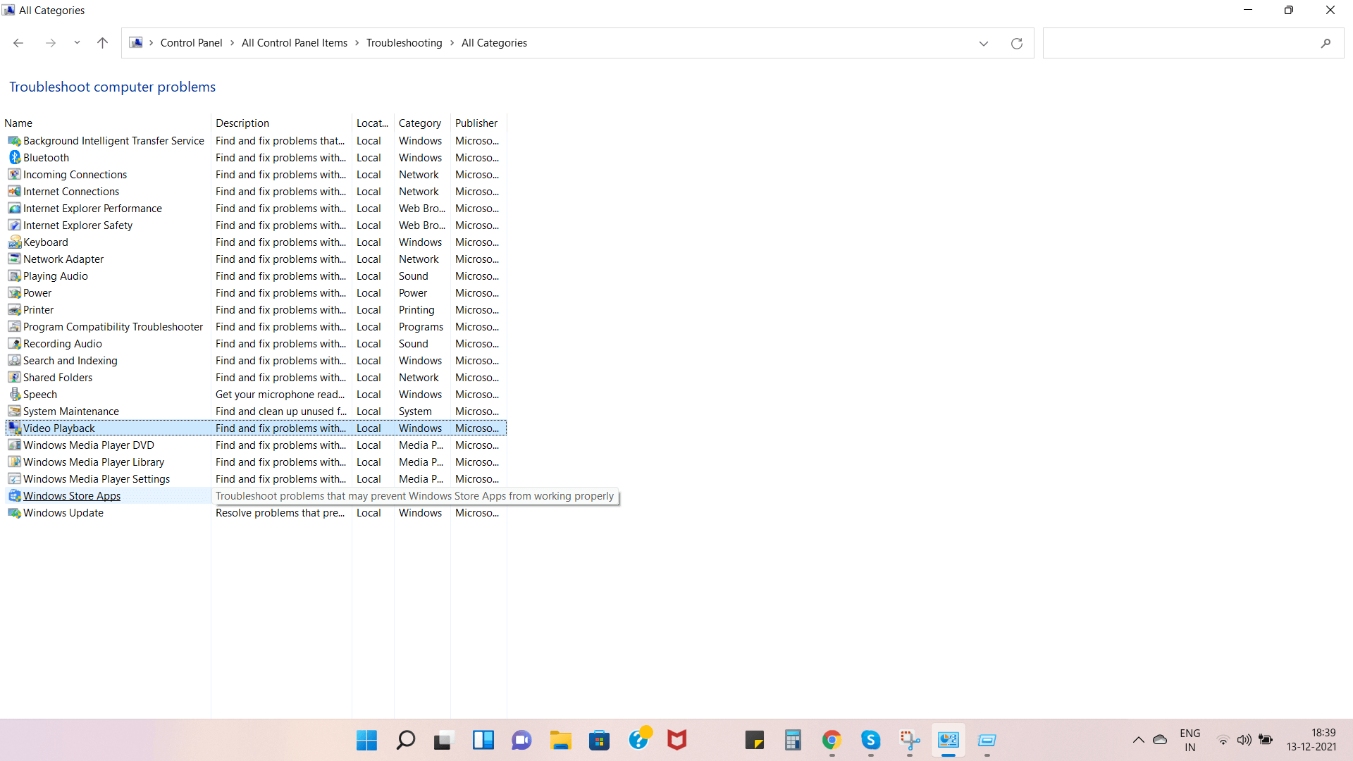 Video Playback Categories