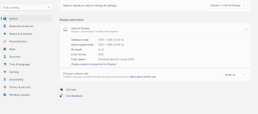 Advanced display information