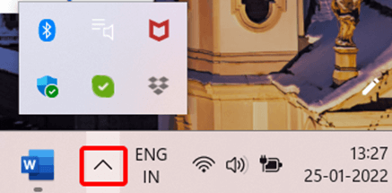 Bluetooth icon on taskbar