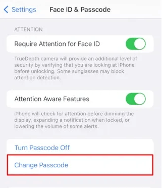 Change passcode