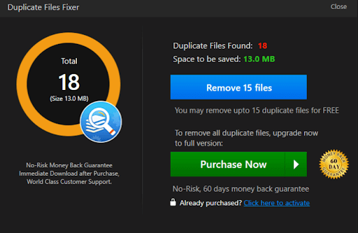 Purchase Duplicate file fixer