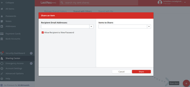 Enter email address to share