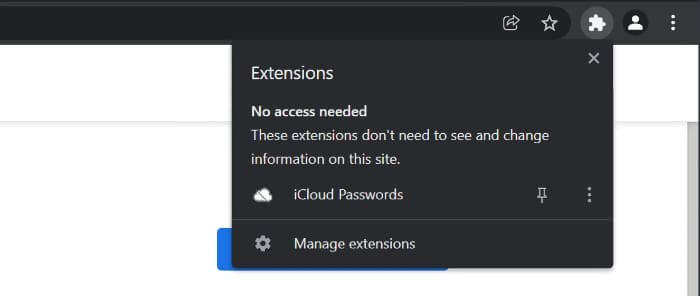 Extensions of icloud Passwords