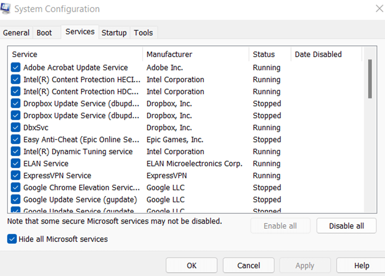 System COnfiguration