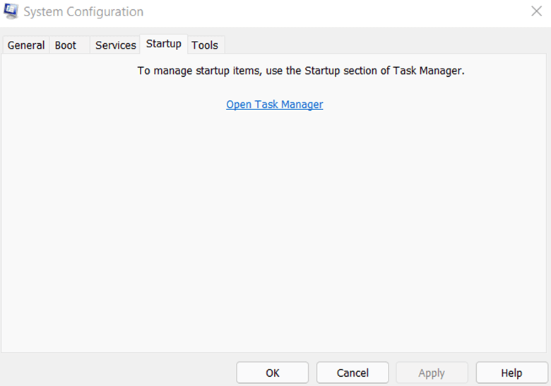 System Configuration Startup