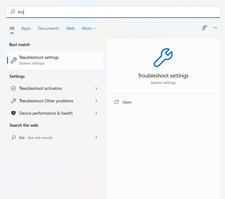 Troubleshoot Setting