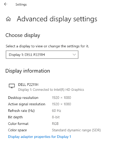 display settings