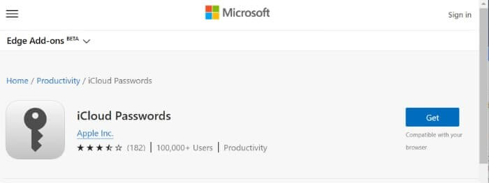iCloud Passwords on Microsoft edge