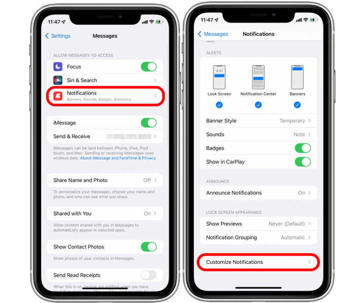 Customize Notifications