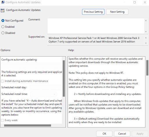 Disable Automatic Updates
