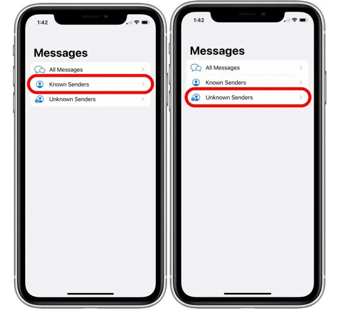 Known Senders and unkown Senders