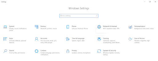 Windows setting