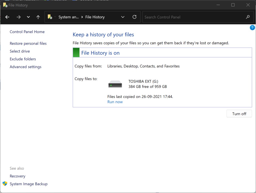 file history on