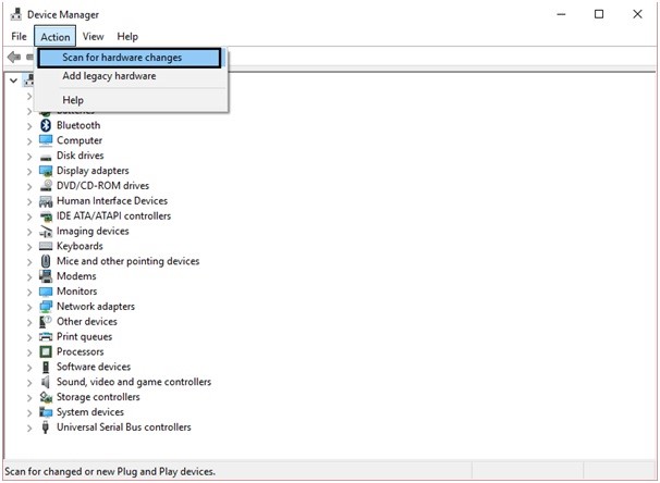 scan for hardware changes