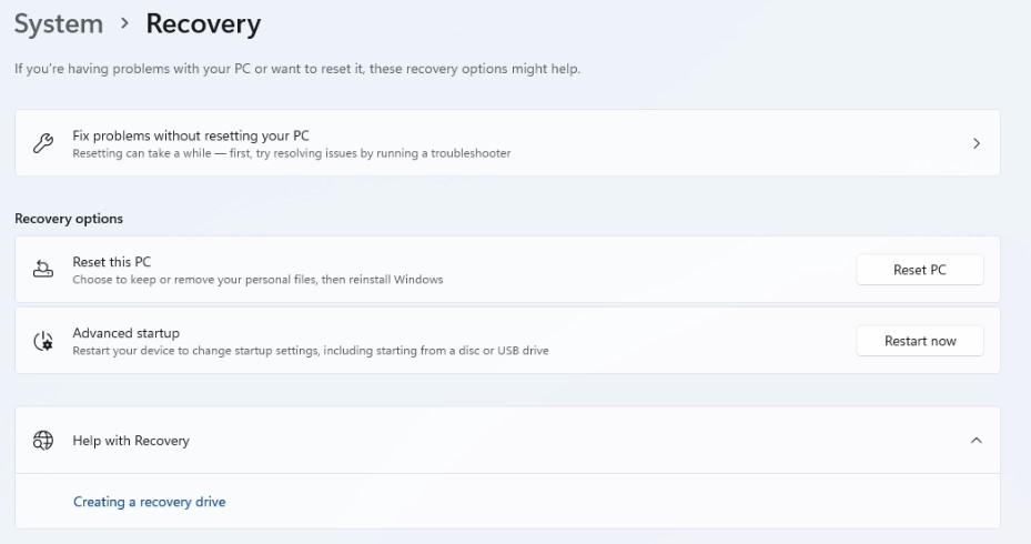 system recovery
