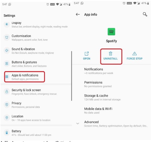 app notification