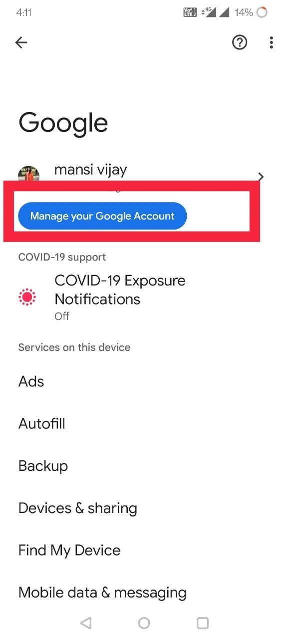 manage your google account