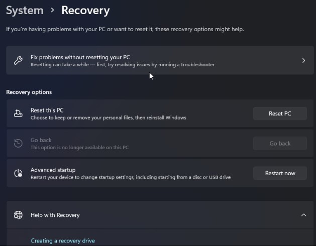 system recovery