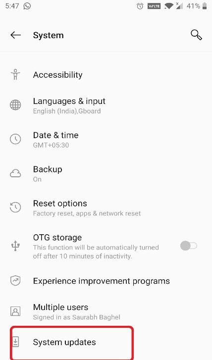 system update