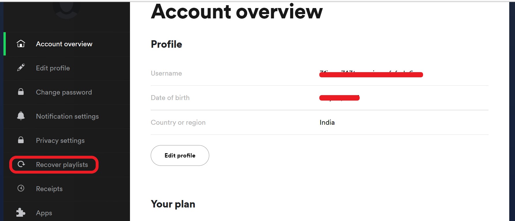 account overview