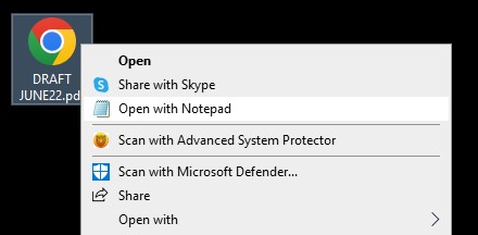 chrom open with notepad