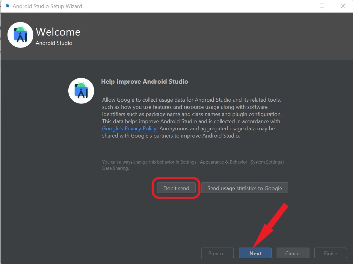 welcome android studio