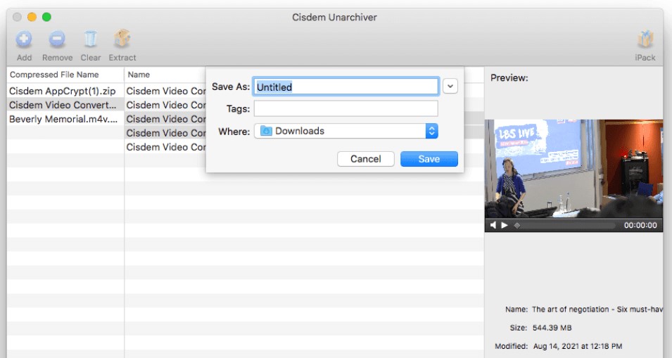 cisdem unarchiver save file