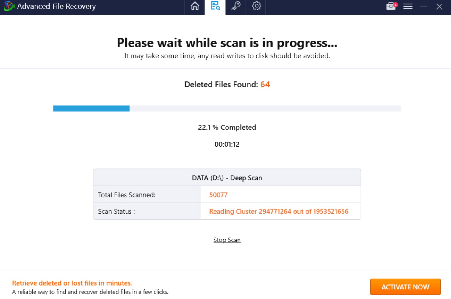 running scan process