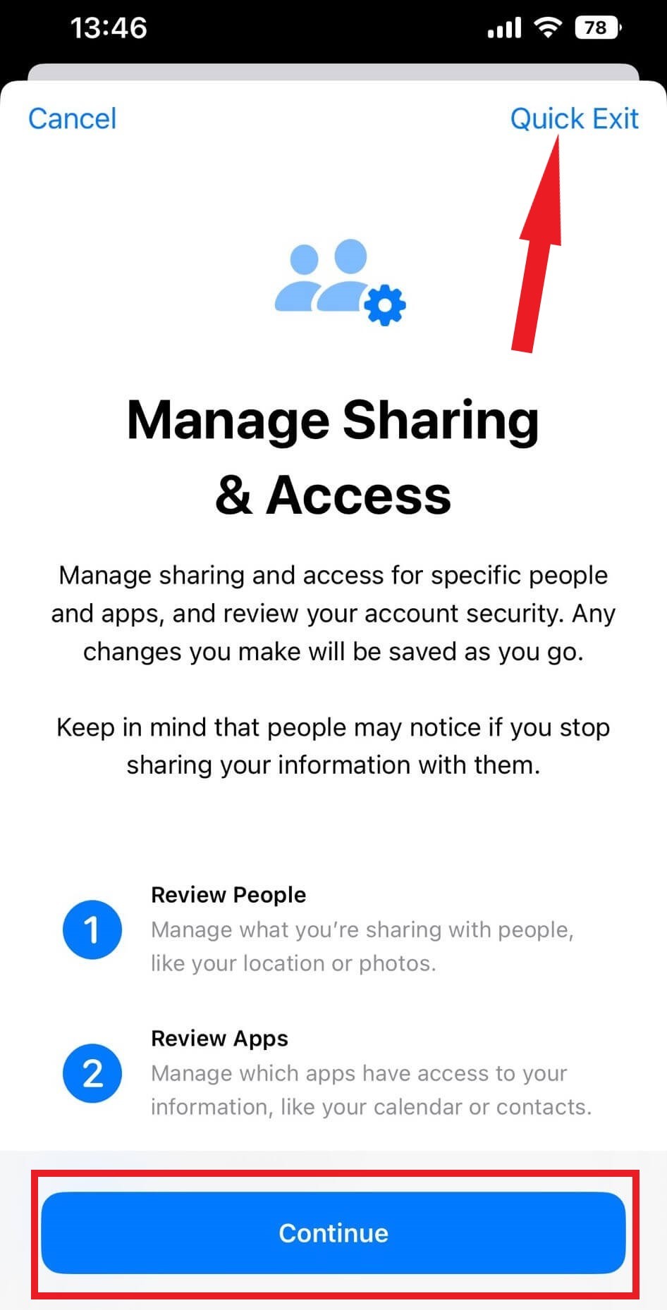 Manage Sharing & Access