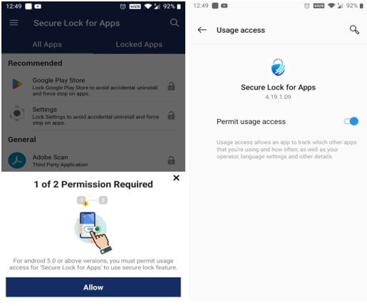 app lock 2 step permission