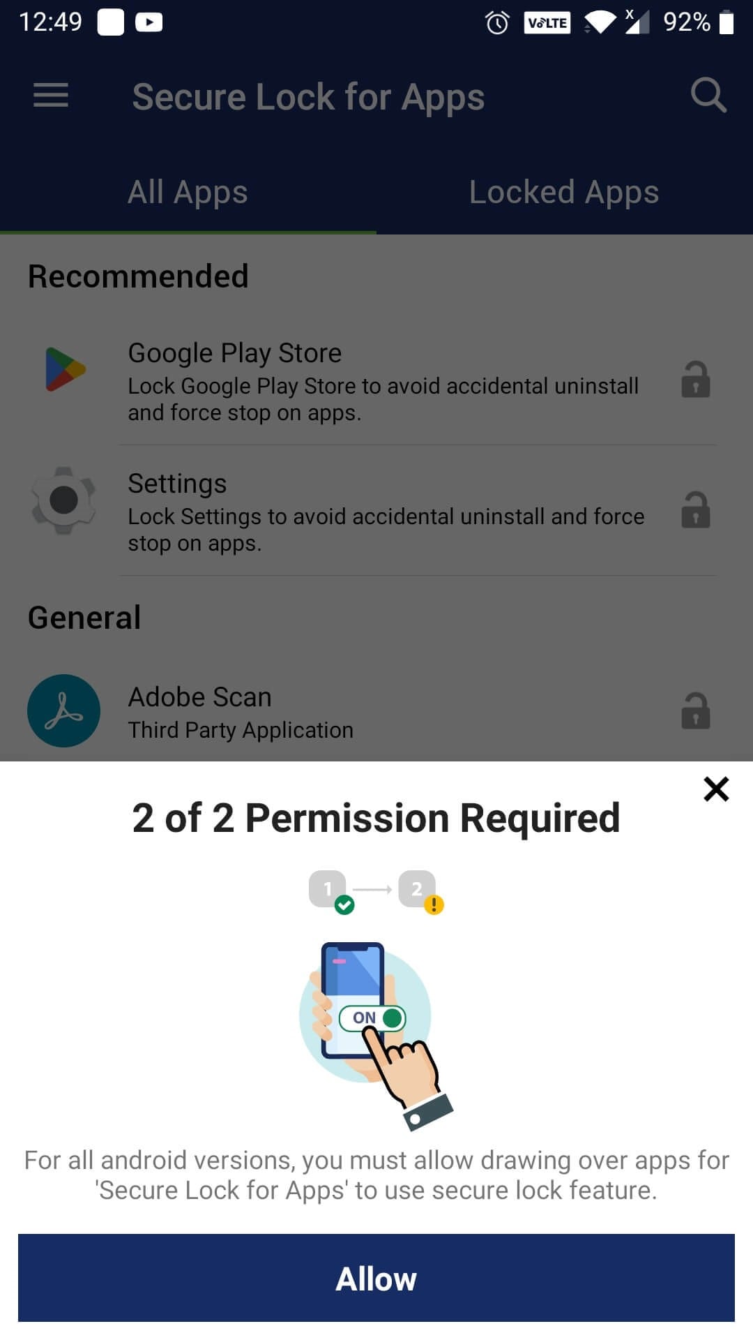 app lock permission