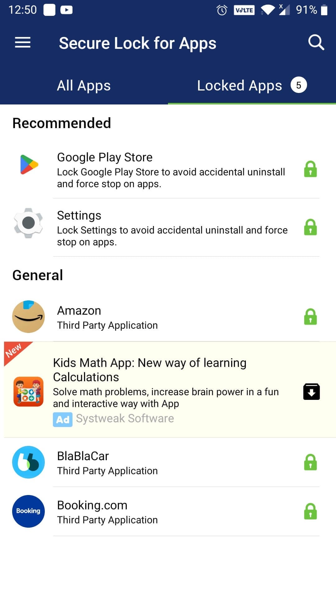 app lock setting recommended