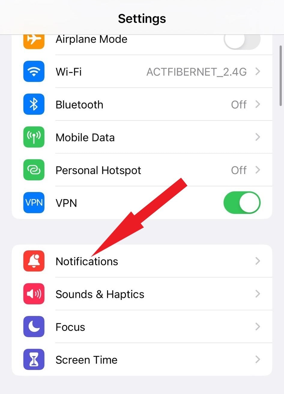 iphone notification setting