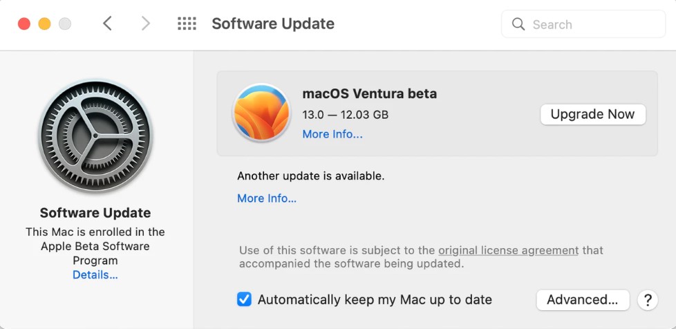 macos ventura beta update