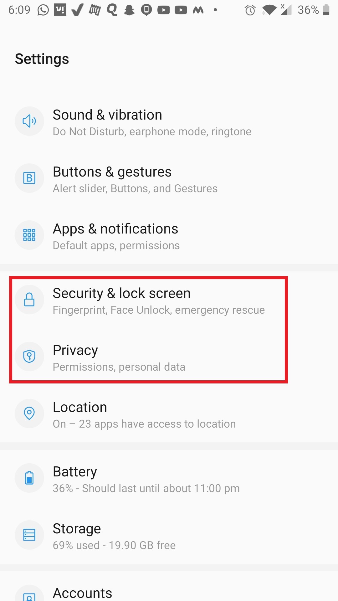 security and lock screen