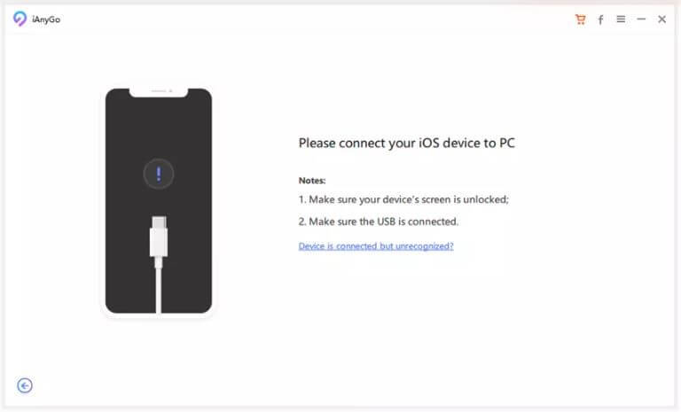 Connect ios device to PC - iAnyGo