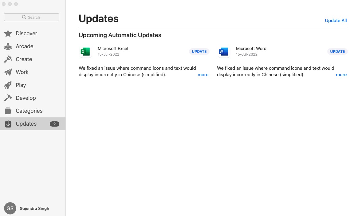 Update The Applications