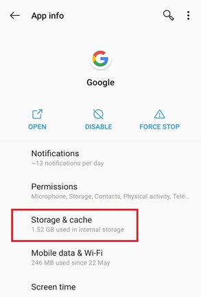app storage and cache
