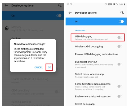 check developer option