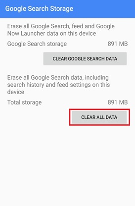clear google search storage