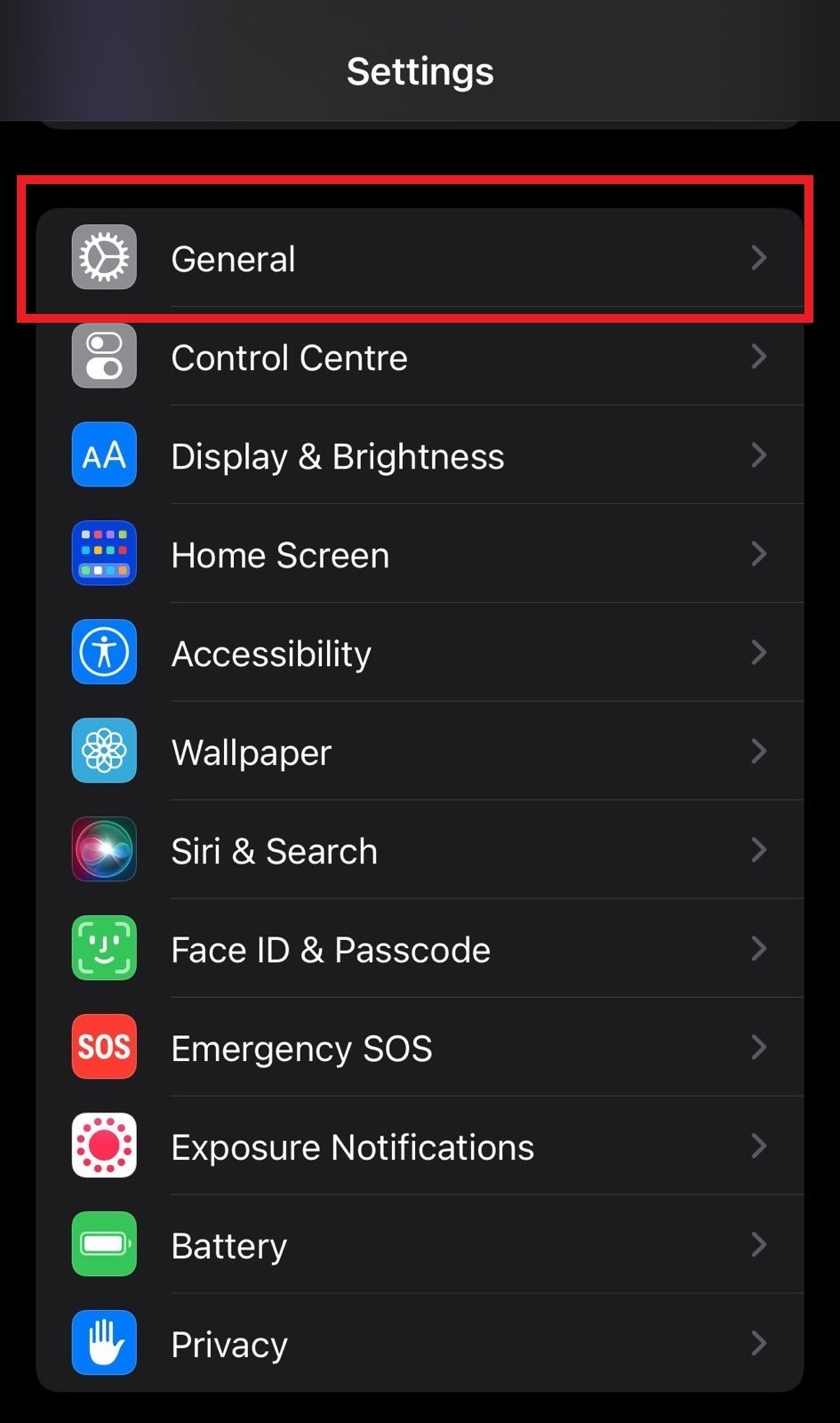iphone general settings