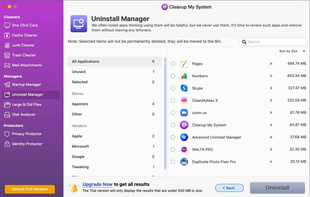 uninstall manager