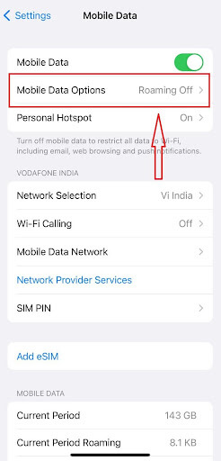 Mobile Data Option